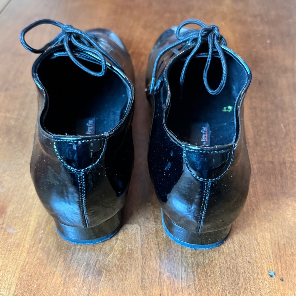 Very Fine Competitive Dancer Shoes Men 9 Black Like New Patent Ballroom CD9317 - Picture 3 of 7